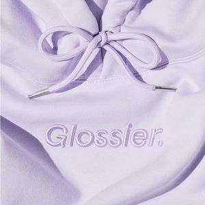 Embroidered Glossier Sweatshirt in Lavender, sold out online.
